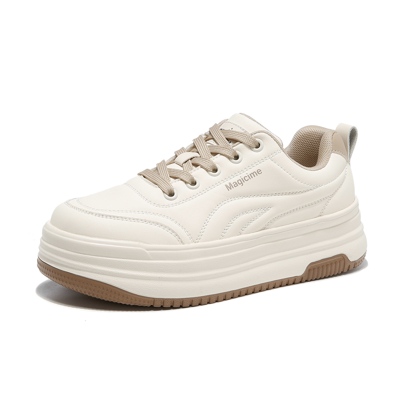 Augu Shi Deng zapatos blancos para mujeres 2025 nuevo otoño y invierno muffin de suela gruesa zapatos casuales al aire libre zapatos de skate blancos