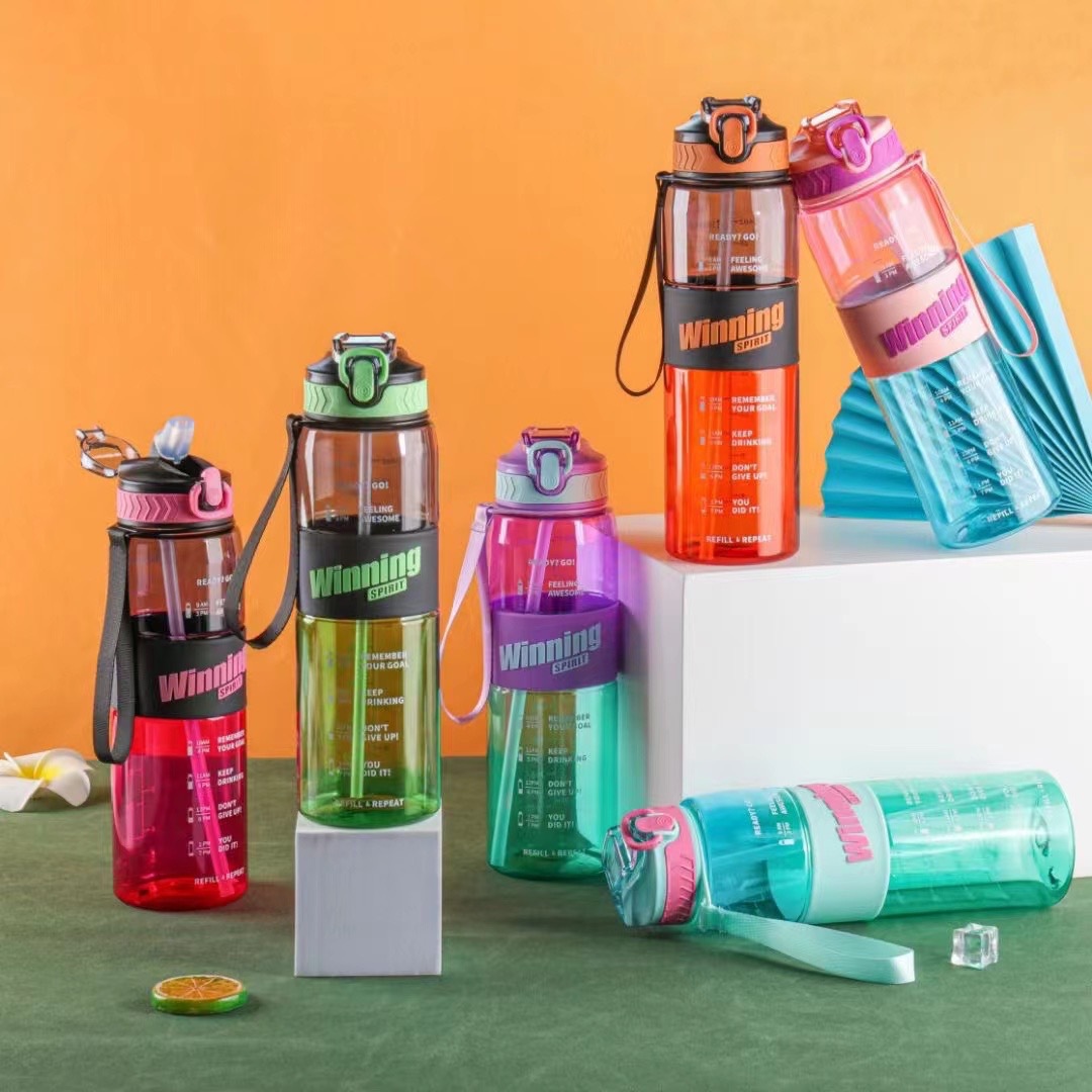Botella deportiva de gran capacidad – Resistente al calor – Con pajilla para estudiantes y gimnasio