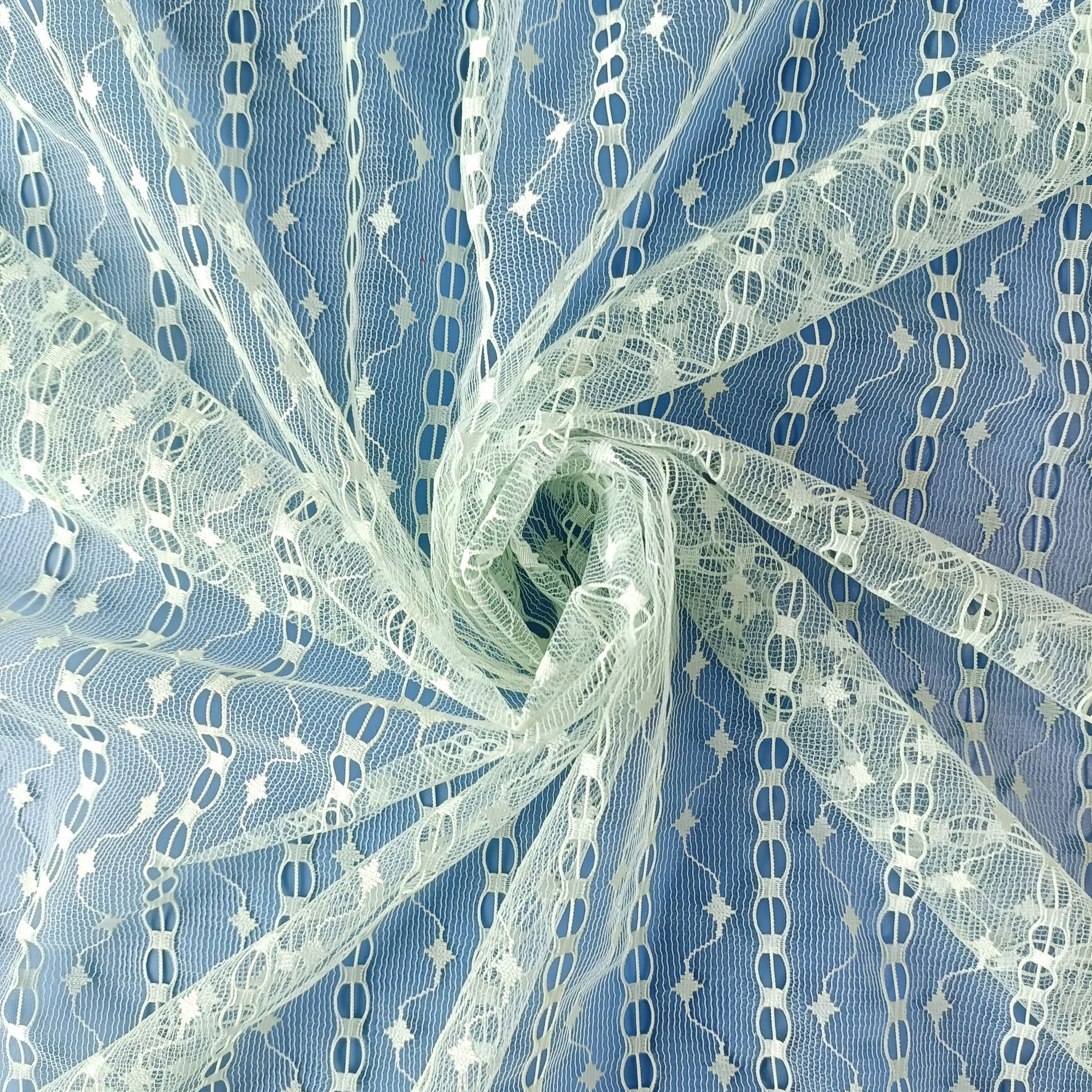 新款现货 锦氨波浪点点蕾丝面料 四面弹提花网布 女装打底衫面料