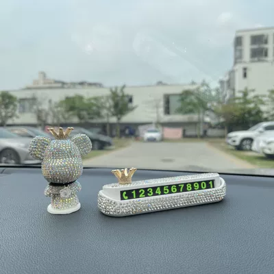 Nömrəli dayanma kartı number plate women's creative car - diamond-white-parking-sign-standing-big-head-bear