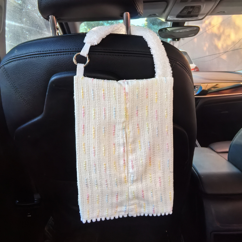Nuevo creativo pequeño viento de tela caja de papel montada en automóviles caja de toallas de papel colgante ajustable servilletas