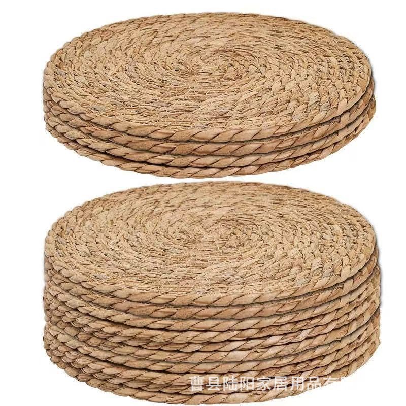 Cojín de mesa tejido a mano japonés estilo pastoral taza de té almohadilla de aislamiento térmico almohadilla de mesa a prueba de quemaduras redonda gran cojín de mesa