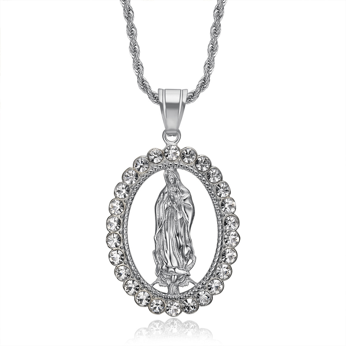 DIY Jewelry Accessories Classification 1 Piece Quantity 1 Piece 304 Stainless Steel Rhinestones Gold Plated Human Virgin Mary Pendant Chain