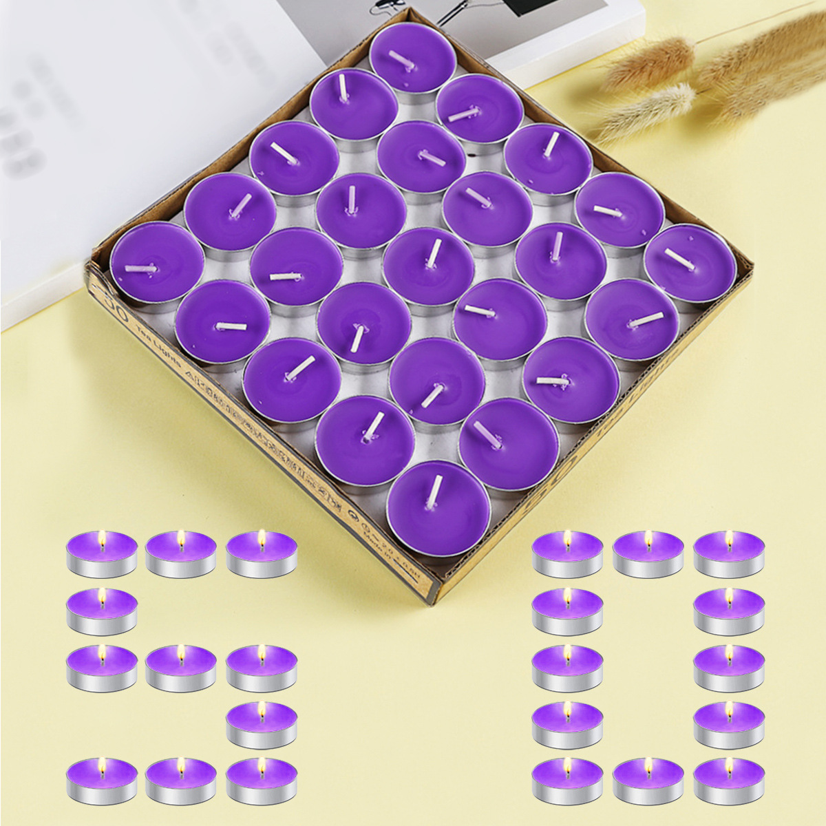 Fabricantes al por mayor círculo de vela de banana cumpleaños romántica atmósfera sin humo decoración de boda lámpara de té velas pequeñas