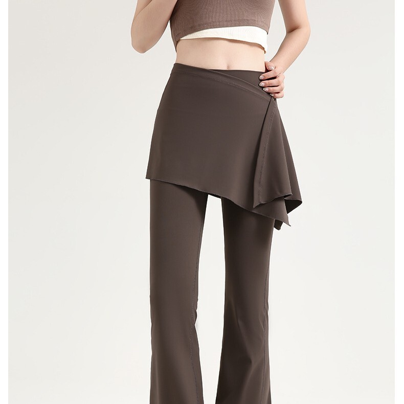 High-Waisted Flared Yoga Pants for Women with Butt-Lifting and Covering Skirt, Faux Two-Piece, New Autumn and Winter Fitness Leggings