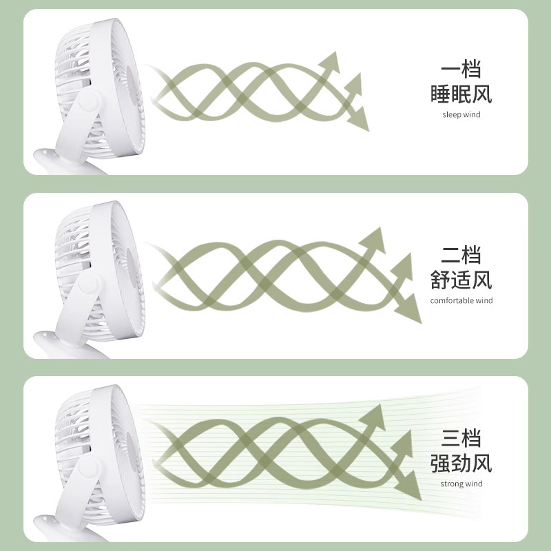 Oaks ventilador pequeño oficina de sonido ligero pequeño portátil mini clip usb ventilador de dormitorio recargable de mano