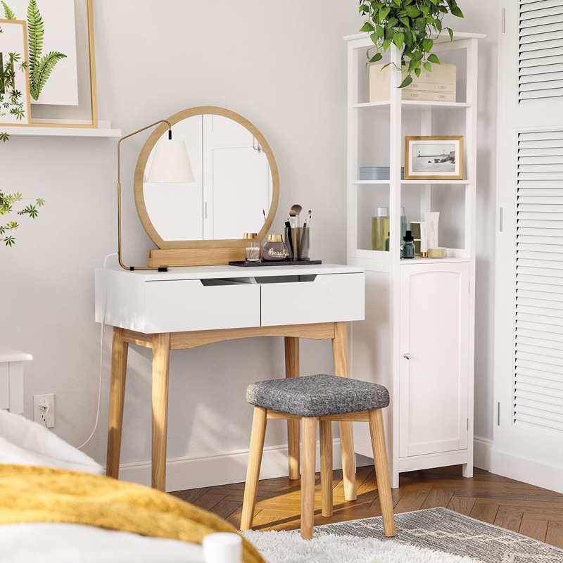 Nuevo en stock luz de lujo simple mesa de maquillaje dormitorio pequeño apartamento moderno almacenamiento en el hogar tocador integrado con espejo