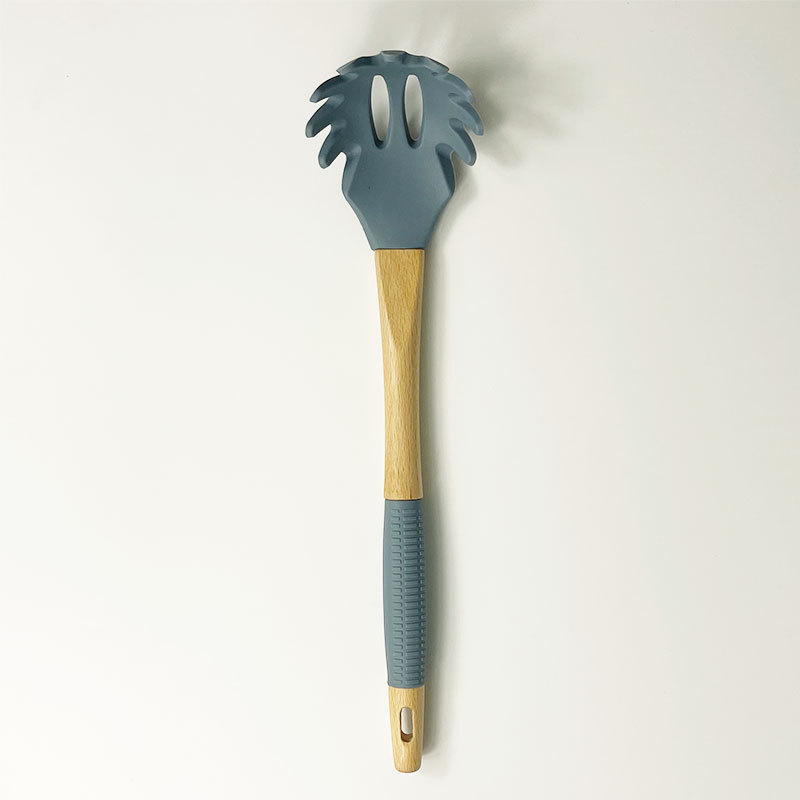 Juego de 7 piezas de utensilios de cocina con pala de silicona con mango de madera, herramientas de cocina de estilo nórdico, pala antiadherente, stock de fábrica