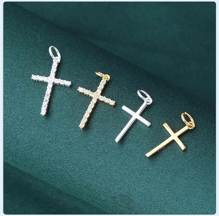 16*9.4mm Jewelry Making Size DIY Jewelry Accessories Classification 1 Piece 16*9.4mm Hole 3~3.9mm 925 Sterling Silver Cross Pendant