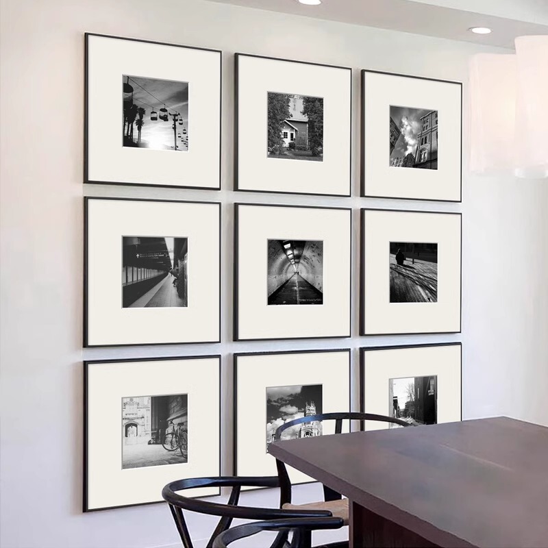 Black and White Landscape Photography Photo Combination Decorative Painting Niche Art Industrial Style Restaurant Hanging Painting Nostalgic Retro Mural