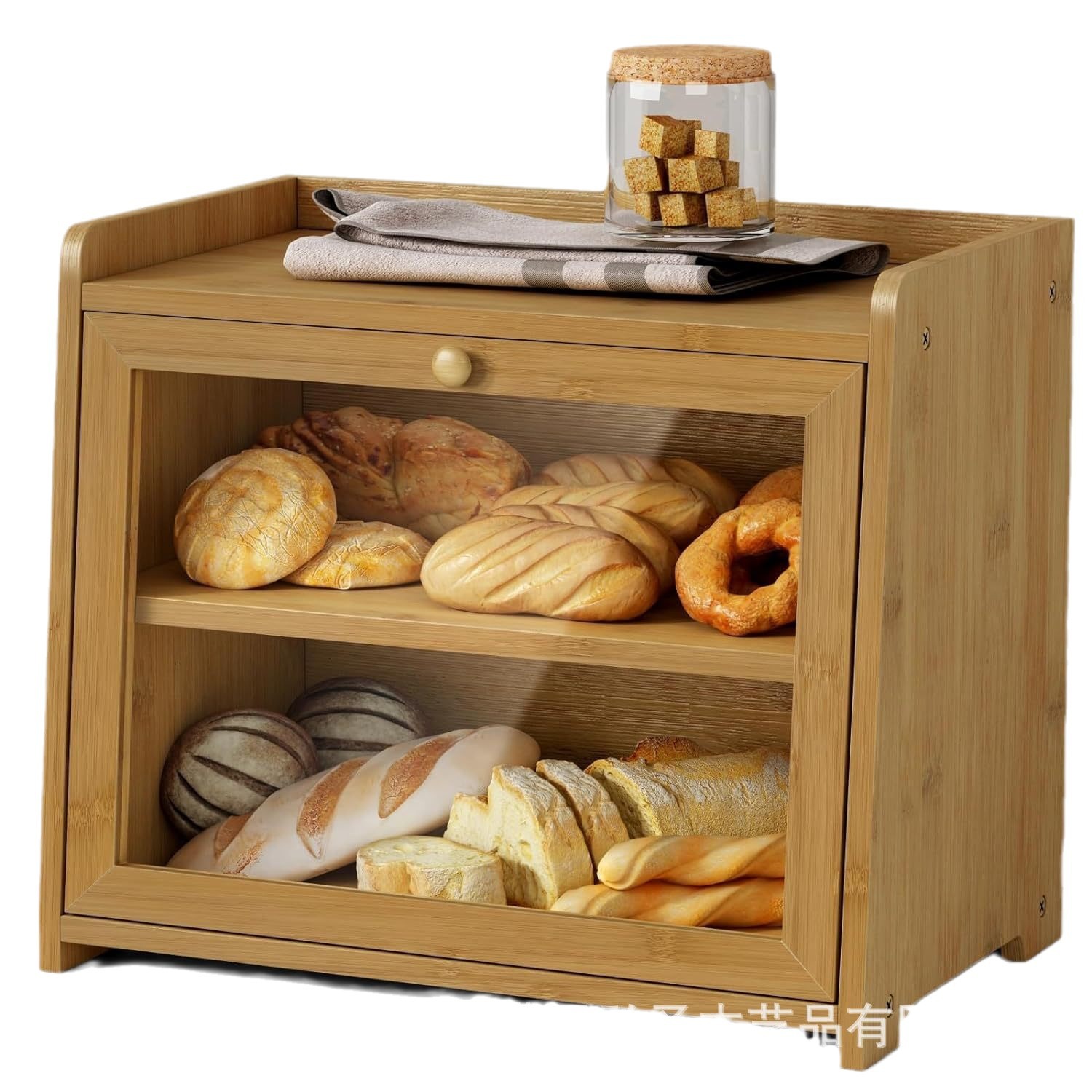 Caja de pan de bambú Caja de almacenamiento de encimera de cocina de madera Caja de pan retro de madera Contenedor Armario Dormitorio Caja de baño