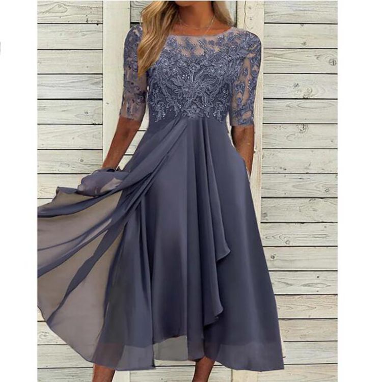 2025 estación europea transfronteriza vestido amazónico chiffon empalme encaje hueco vestido de dama de honor vestido de noche mujer