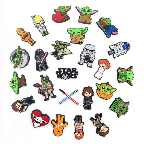 Star Wars series cute perforated sneaker shoe flower decoration fastener Amazon best-selling soft rubber shoe accessories decorations shoe fasteners