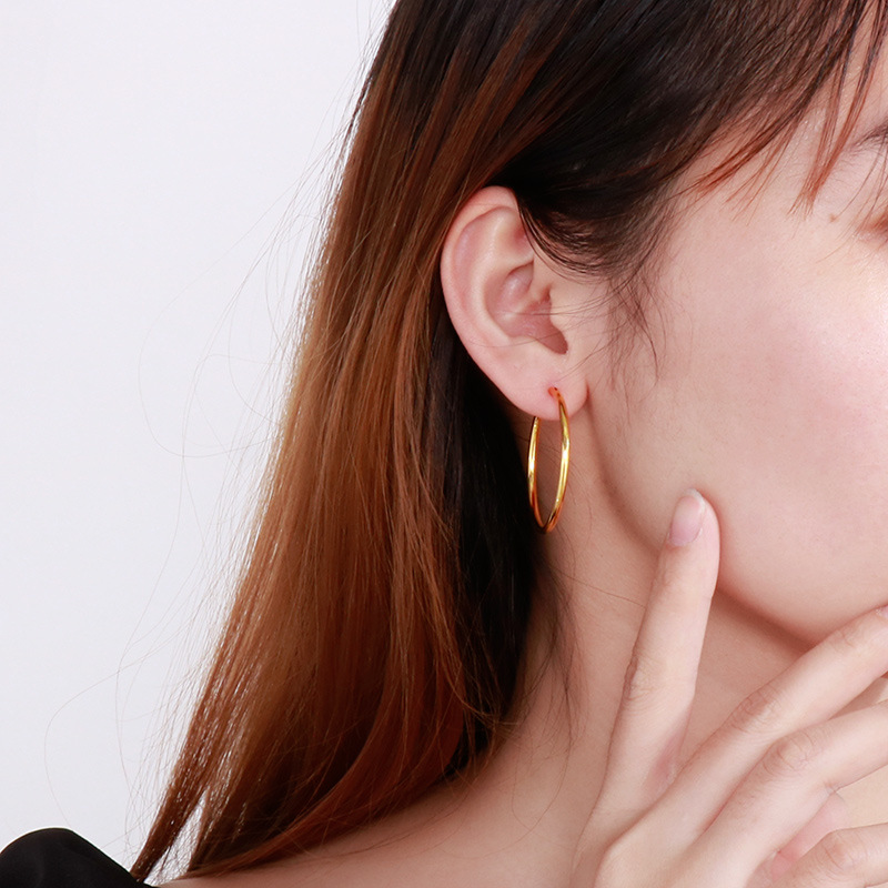 Pendientes de aro clásicos en acero inoxidable accesorios joyas_voghion.com