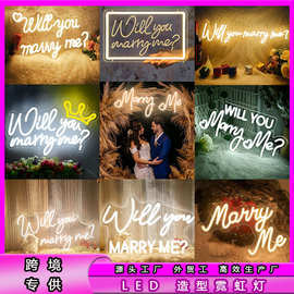 亚马逊跨境Will you marry me霓虹灯led结婚订婚透明亚克力氛围灯