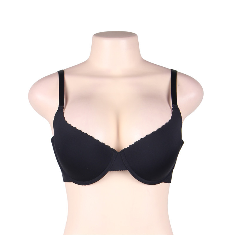 Fábrica directa de ropa interior doméstica de tamaño grande suministro transfronterizo damas negro liso sin costuras reunido cómodo camiseta sujetador image 4
