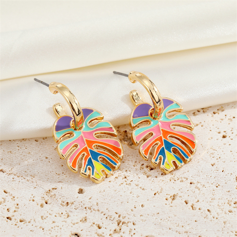 Alloy Material Leaf Pattern Simple Style Leaf Plating Alloy No Inlaid Drop Earrings