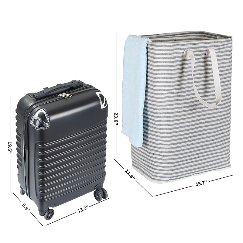 Cesta de lavandería de tela hogar plegable de almacenamiento de ropa cesta de lavandería de tela a rayas