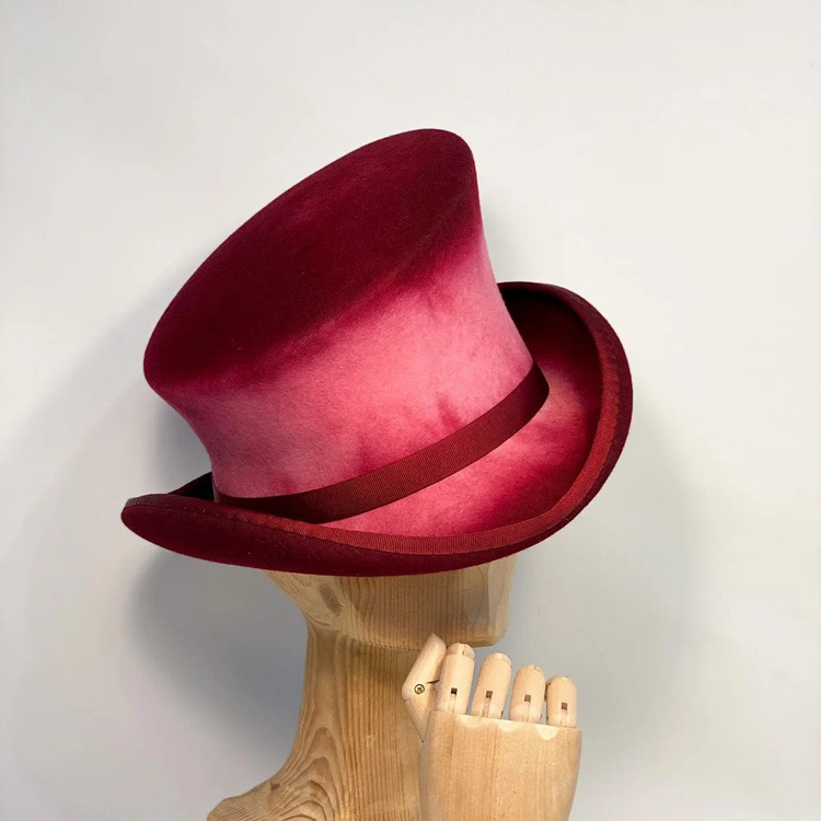 Cappello in feltro di lana con bordi piegati alla moda, decorazione a nastro, stile vintage, molto venduto_voghion.com