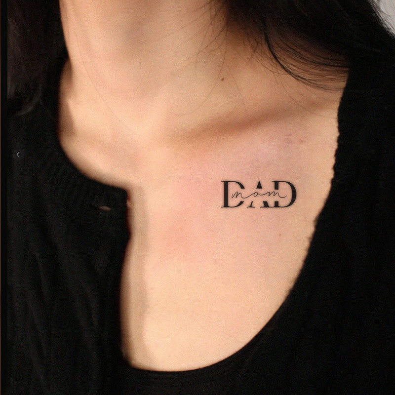 Mom Dad Collarbone Tattoo Stickers, Waterproof and Long-Lasting, Parent Memorial, Meaning of Family Bond Mom Dad Collarbone Tattoo Stickers, Waterproof and Long-Lasting, Parent Memorial, Meaning of Family Bond