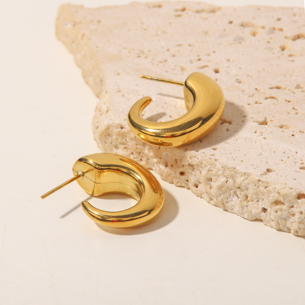 Fashion Geometric Stainless Steel Gold Plated Earrings 1 Pair