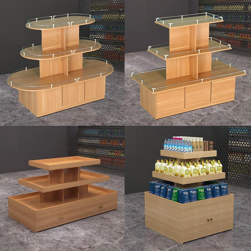 中岛展示台展示柜超市堆头促销台货架化妆品茶叶店货柜流水台圆形