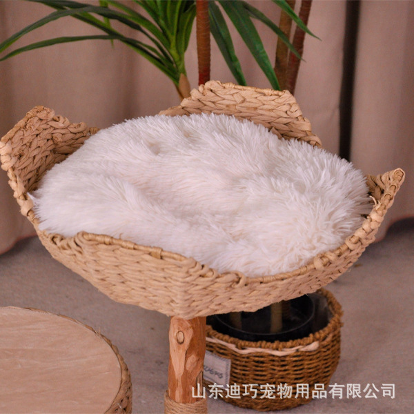 Cama para gatos de madera de pera, casa para gatos, marco para gatear para gatos, resistente a la captura, casa para gatos tejida de ratán doble, marco para gatear para gatos, tabla de agarre para gatos, mascota de venta directa de fábrica