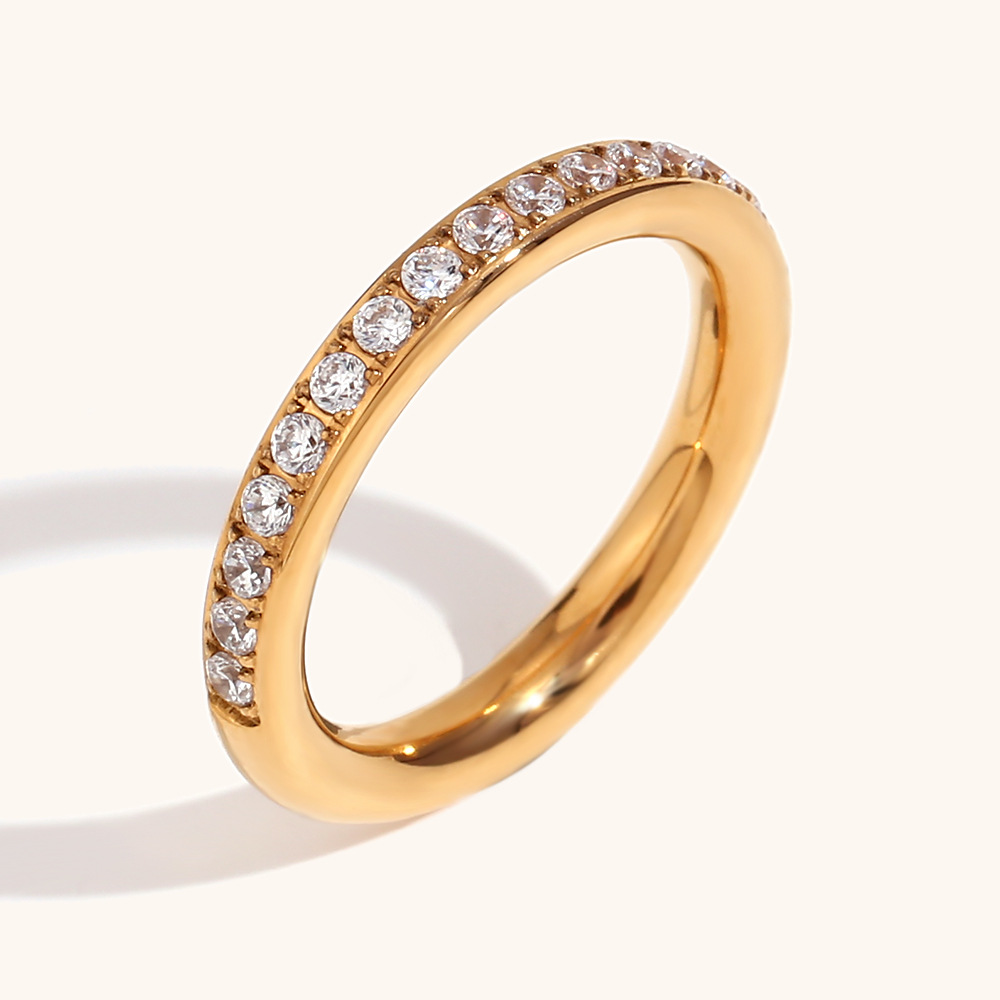 Real Gold Plated Plating Material PVD Coated Real Gold Plated 18K Gold Geometric Titanium Steel Waterproof Non Tarnish Rings