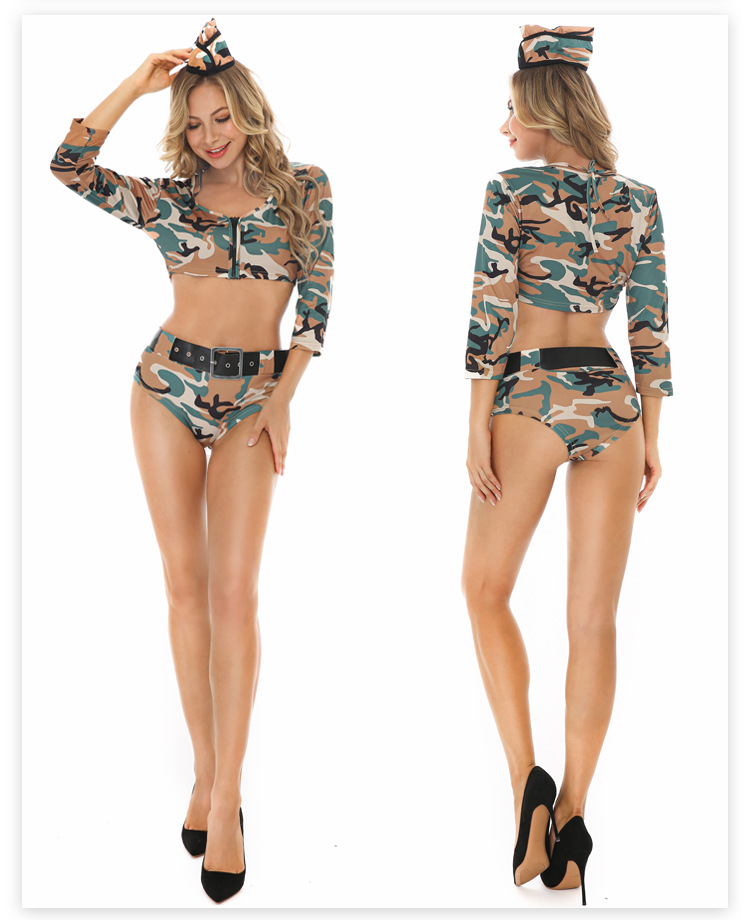 Instructeur De Cosplay Sexy Camouflage Fendu Costume Quatre Pièces En Gros Nihaojewelry display picture 5