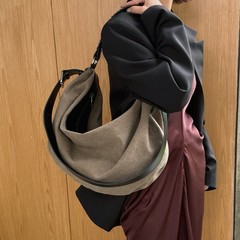 jennie同款通勤帆布配牛皮腋下包春夏新款休闲单肩包大容量托特包