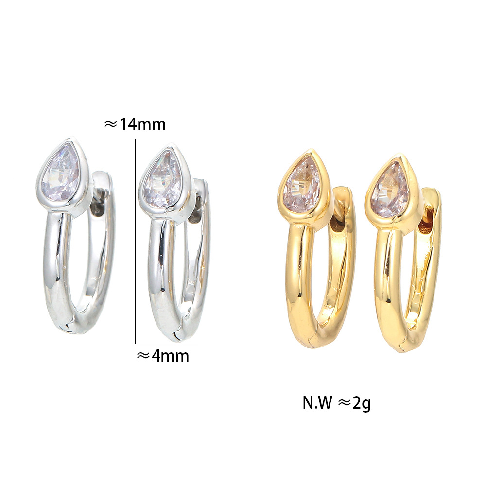 Earrings Classification Housewarming, Anniversary, Business, Wedding, Travel, Birthday, Festival Occasion Wholesale Jewelry Drop Diamond Pear-shaped Copper Earrings Nihaojewelry
