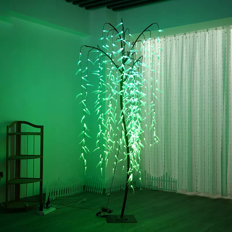 跨境RGB点控柳叶灯室内布置造型树灯幻彩手机遥控柳树灯圣诞节灯