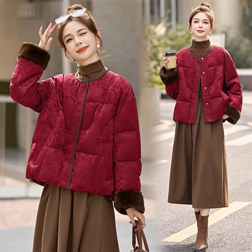 Designed Stand-Up Collar Splicing down Jacket for Women's New Winter Style Small White Duck down Short Style