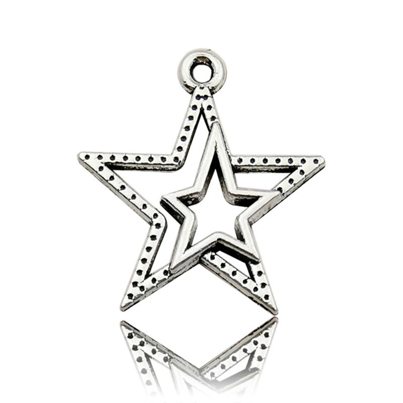 Retro DIY accesorios de joyería de aleación hechos a mano 1 Estrella hueco estrella de cinco puntas collar de meteorito pendientes colgante