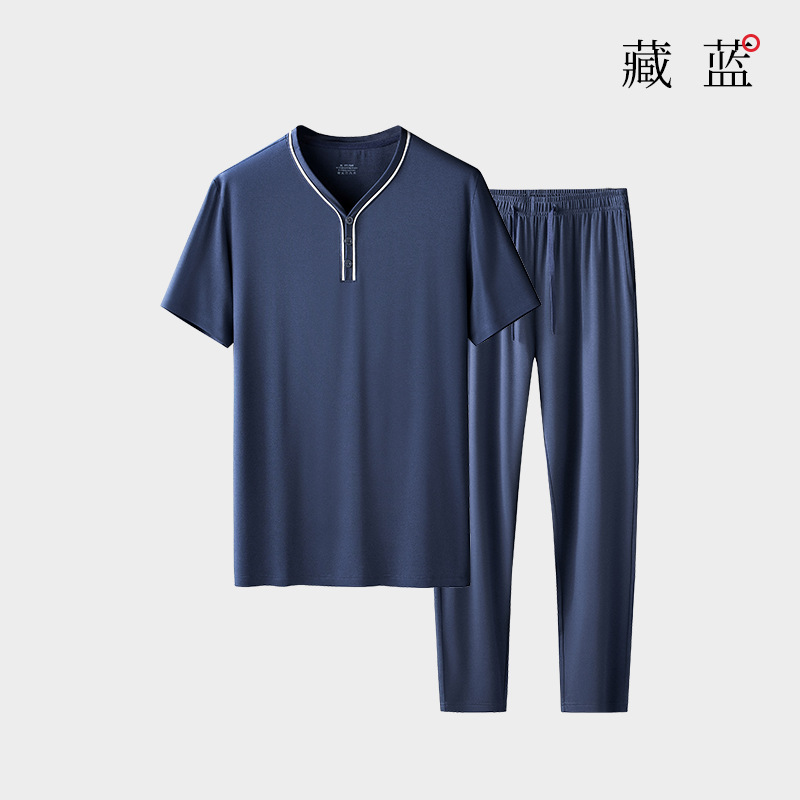 80 pijamas modales de doble cara para hombre de primavera y verano, pantalones de manga corta, estilos delgados, ropa de hogar en stock