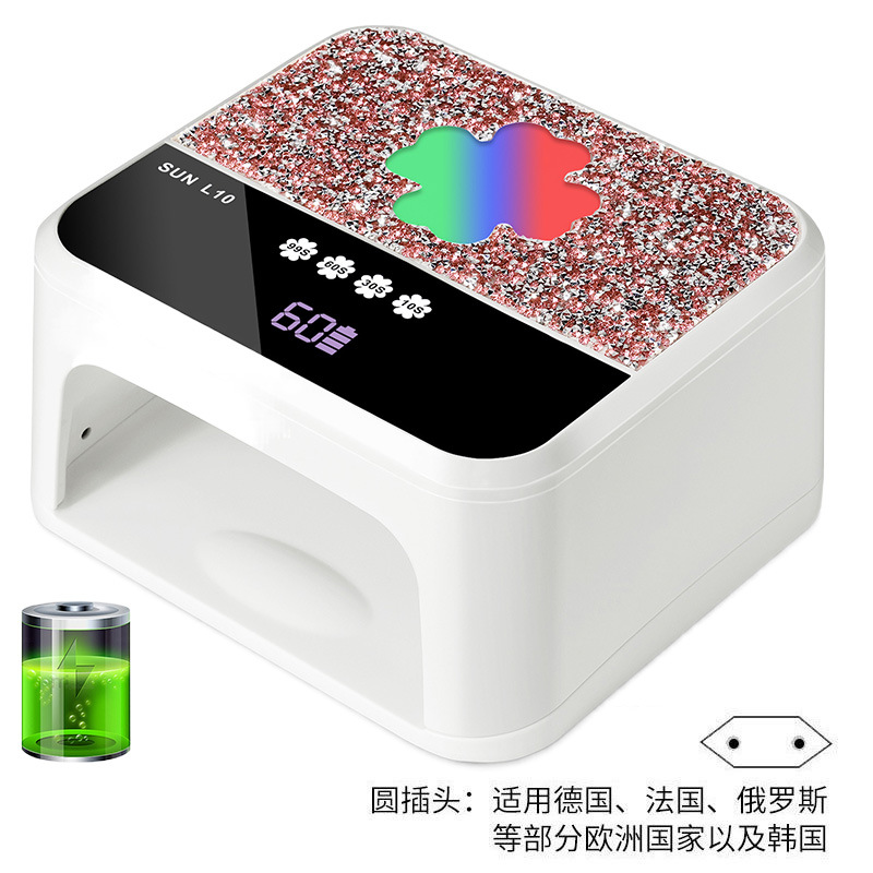 Comercio exterior lámpara de manicura de diamantes almacenamiento de energía LED luz de fototerapia de inducción inteligente goma de manicura tienda de manicura recargable lámpara de manicura