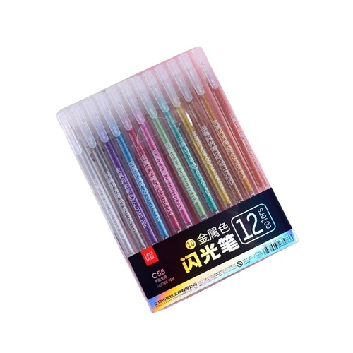 Stylish Metal Flash Gel Pen with Large Capacity, Colored Neutral Pen, Growth Album Compatible Black Card, Ideal for Journaling