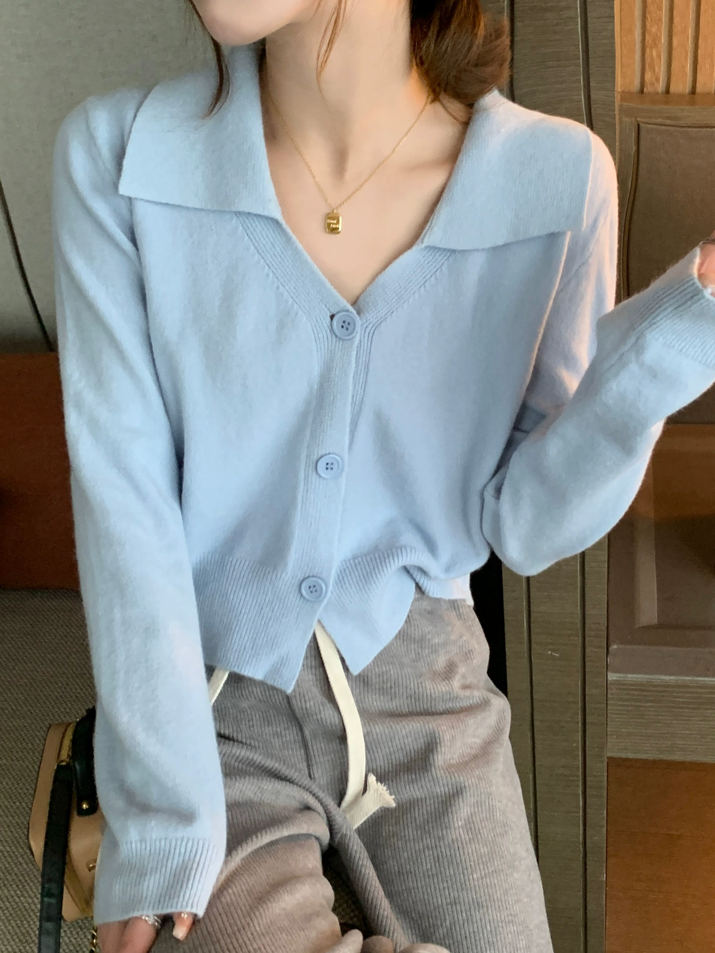Long set, cardigan, sweater, knitted long-sleeve