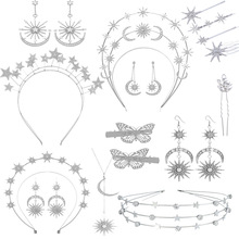 欧美时尚太阳月亮发箍耳环合金发夹项链巴洛克热销头饰发饰装饰品