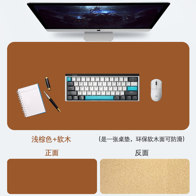 Alfombrilla de ratón de cuero de corcho para uso en la oficina, impermeable y antideslizante, alfombrilla para computadora, alfombrilla para escritorio resistente a las manchas, alfombrilla de ratón extragrande