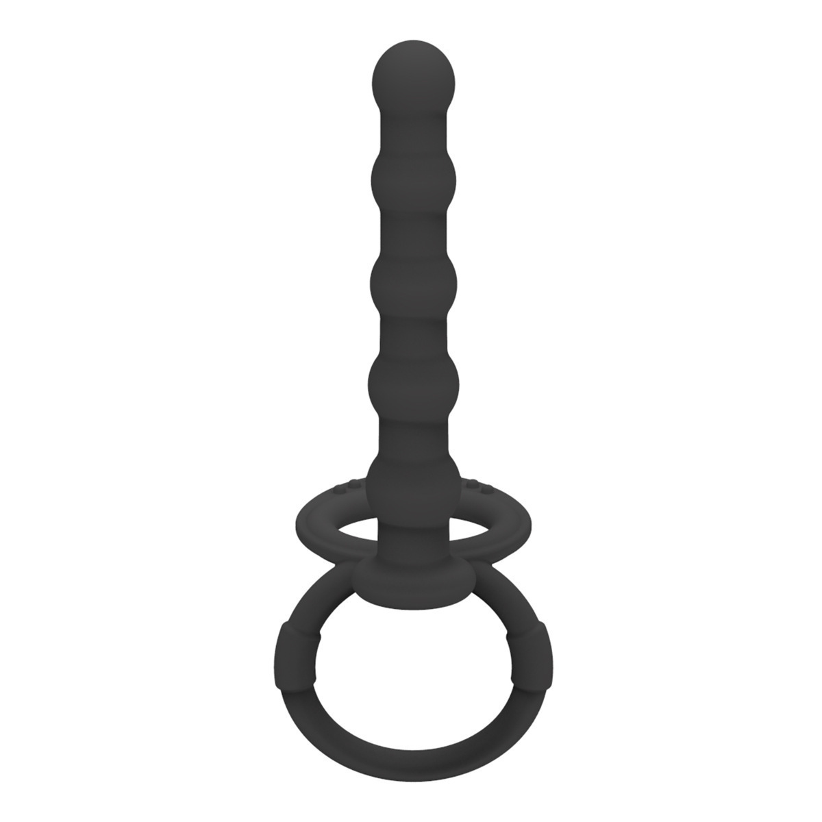 Silicone Anal Beads with Locking Ring, Black Double-Ring Design for Adults — detail image 3