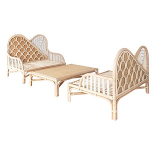 Rattan sofa combination single Real rattan bed children's natural rattan chair single bed double sofa combination B & B hotel