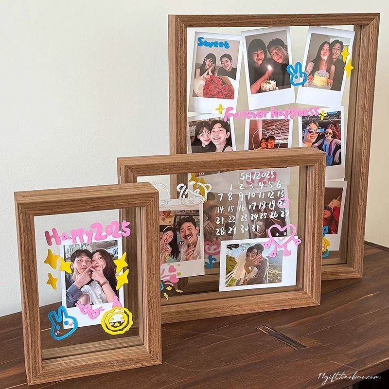 Polaroid Photo Double-Sided Transparent Photo Frame Couple Graffiti DIY Handmade Desktop Display Gift for Men and Women Wholesale