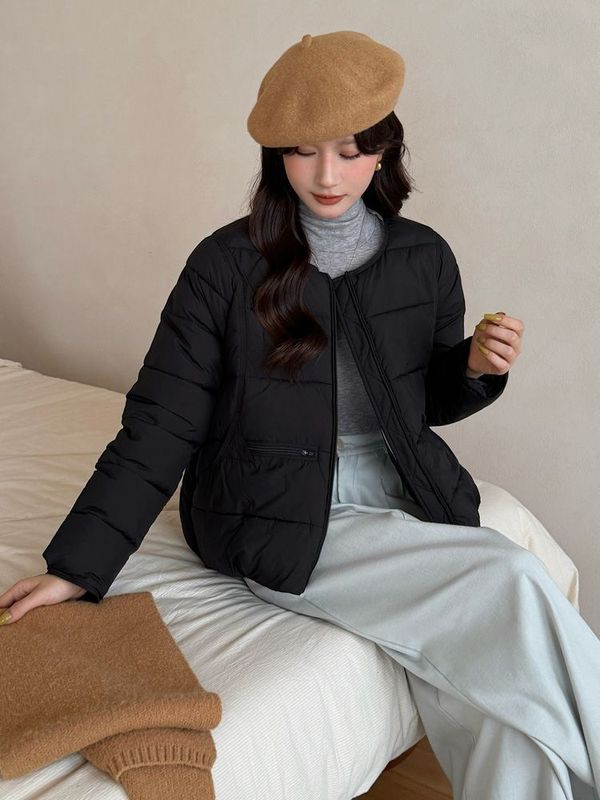 2025年冬季新款韩版宽松加厚圆领棉衣外套女短款小个子面包服棉袄|undefined