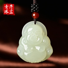 阿富汗玉观音玉佛男女款情侣白玉观音项链笑佛玉石饰品玉佩吊坠