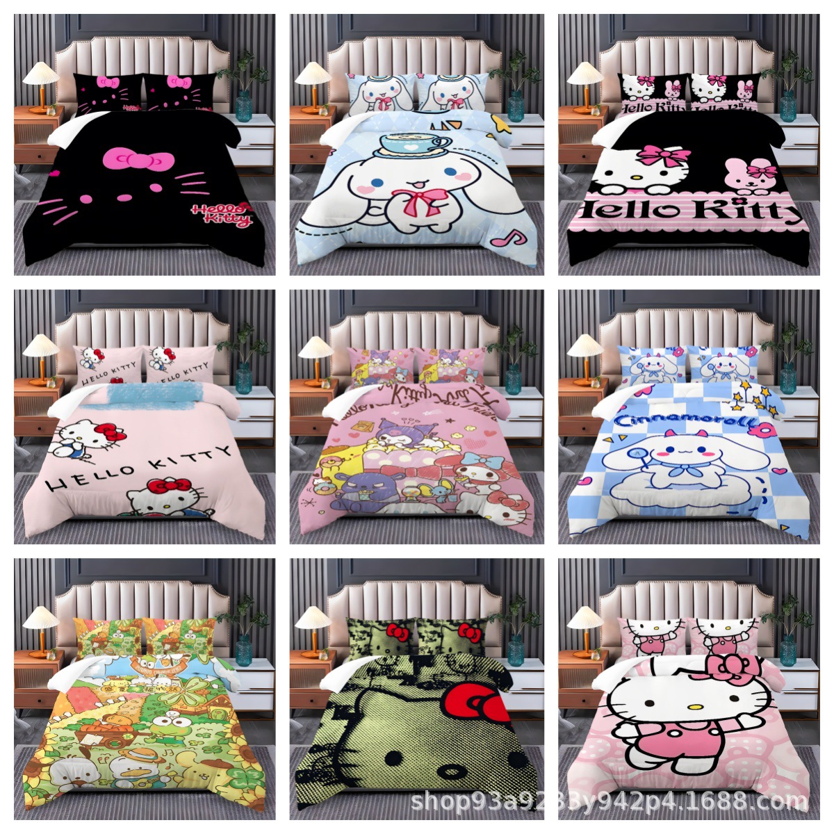 Temu Label Printing and Shipping Service for Duvet Covers and Pillowcases Three-Piece Set, 48 Hours Delivery to Yiwu Warehouse, Sanrio Collaboration, One Piece Brushed Fabric