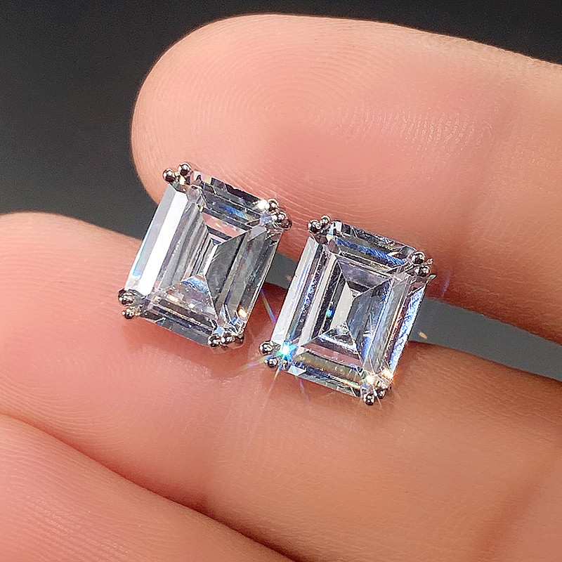 Fashion 8*10 Rectangular Zircon Simple Unisex Earrings Copper display picture 5