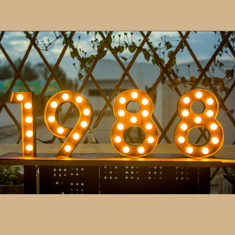 Large bulb letter light LED illuminated letters, retro and rusted, personalized bar standing shape, custom-made KTV mini numbers, 1 meter high, custom-made large detail image 2