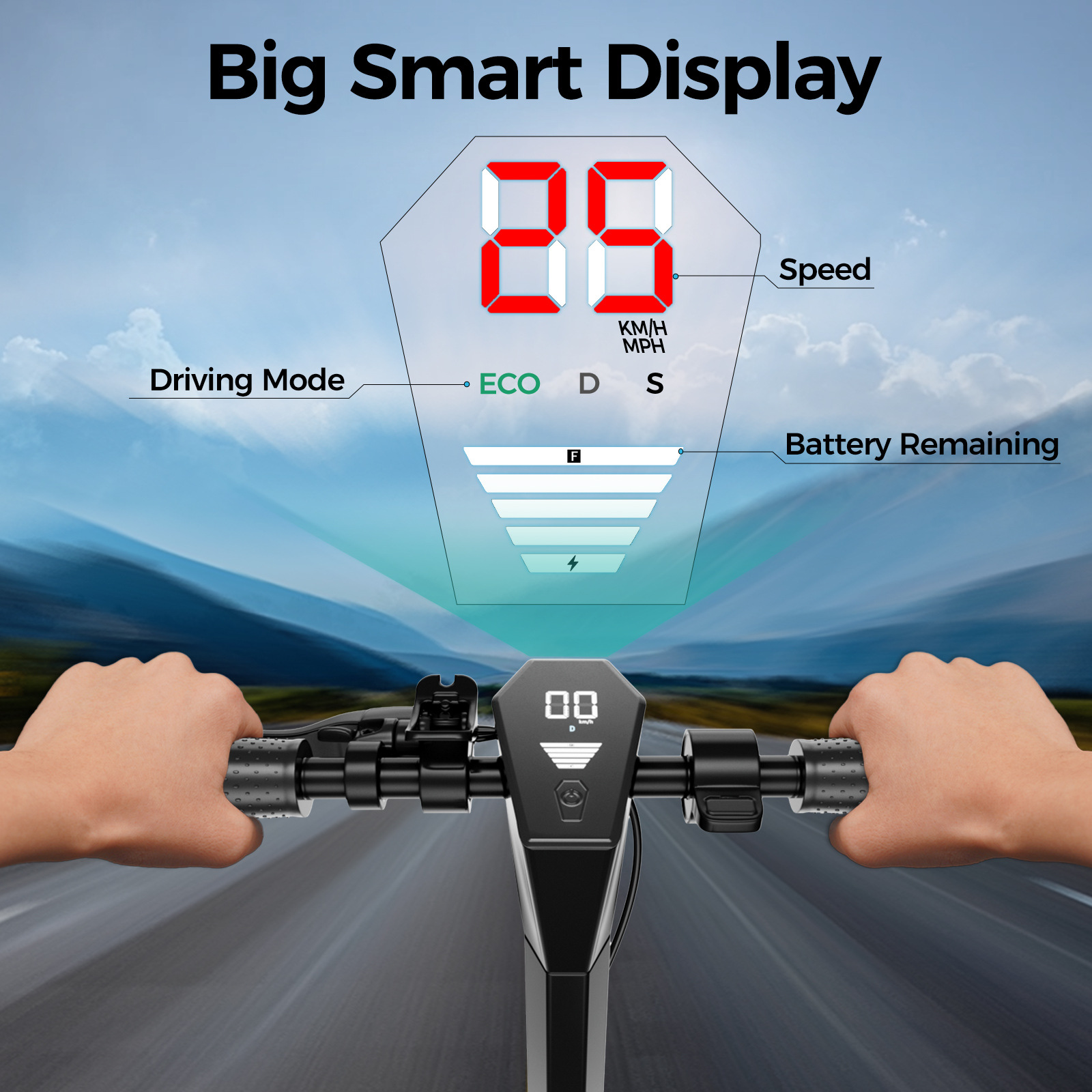 10 inch electric scooter 500W portable folding scooter 36V 15ah long battery scooter