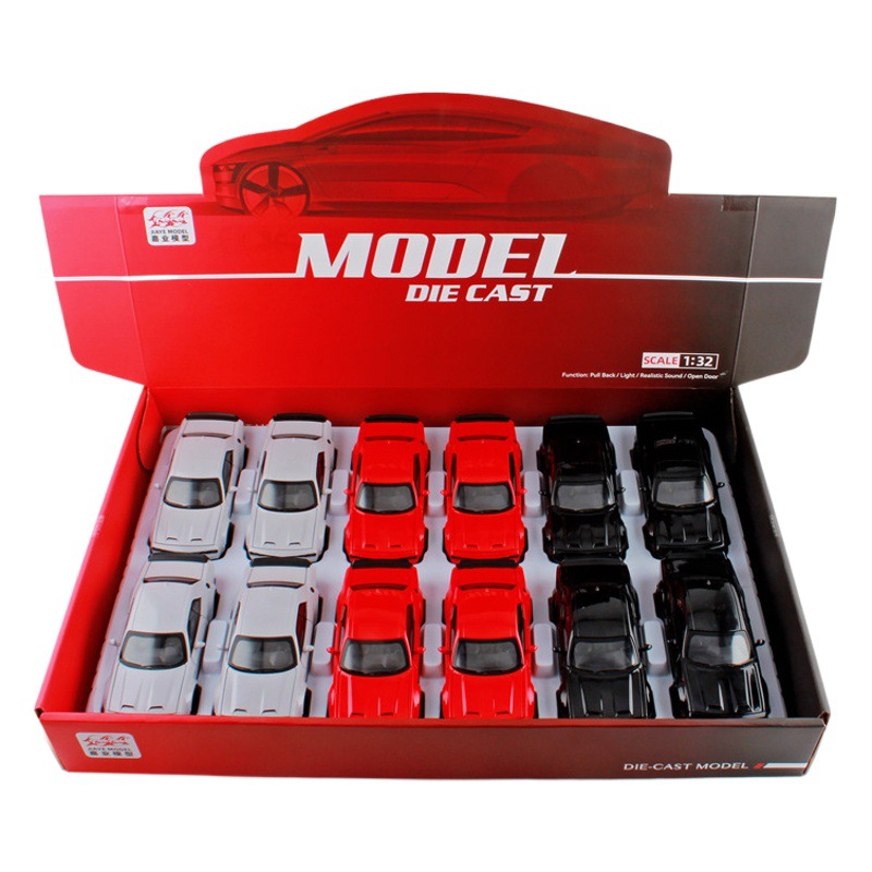 [ばら積] 嘉業1:32赤悪魔眼地獄猫合金スポーツカー模型音響光回力児童玩具